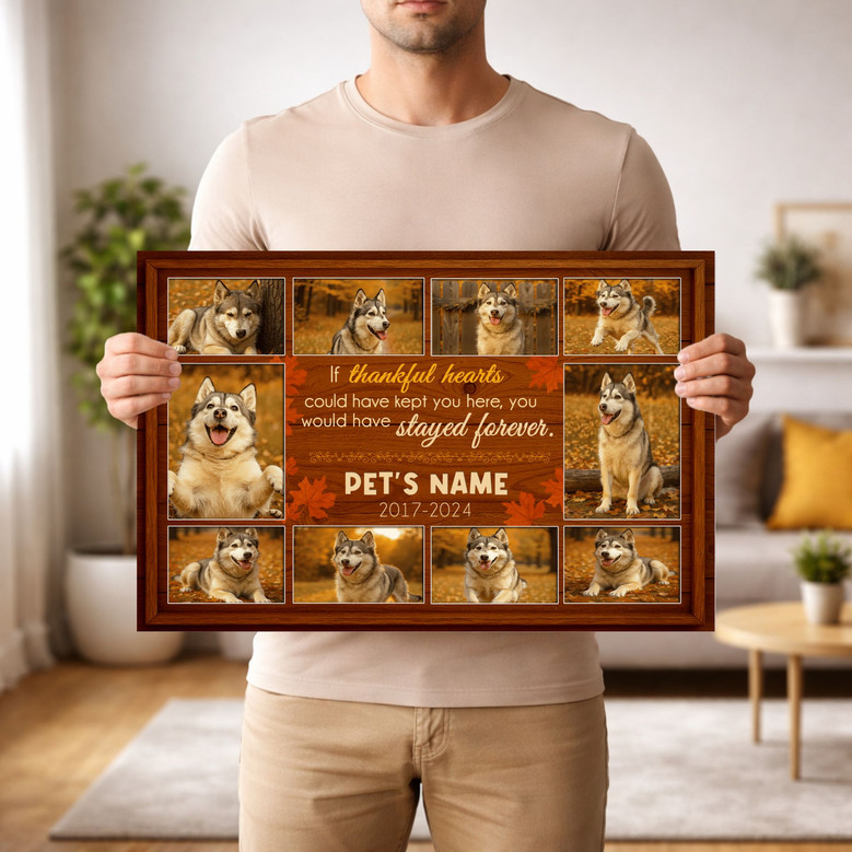 Personalized Dog Memorial Canvas - Thanksgiving Fall Theme Personalized Dog Memorial Canvas - Thanksgiving Fall Theme