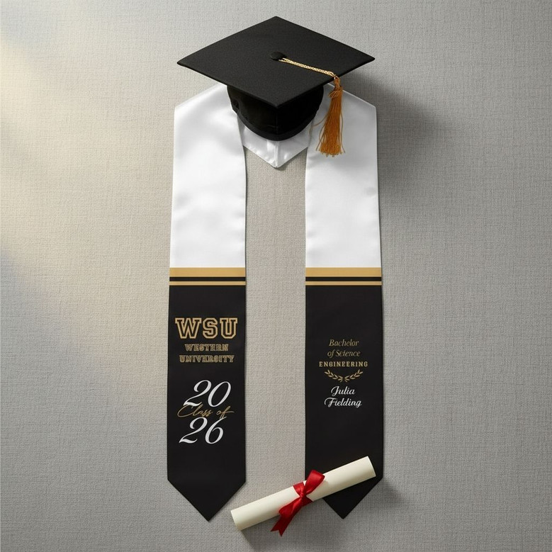 Show Your Pride 2026 Striped Graduation Stool School Sash