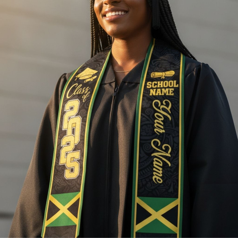 Wear Your Roots Custom 2026 Jamaican Flag Graduation Stool