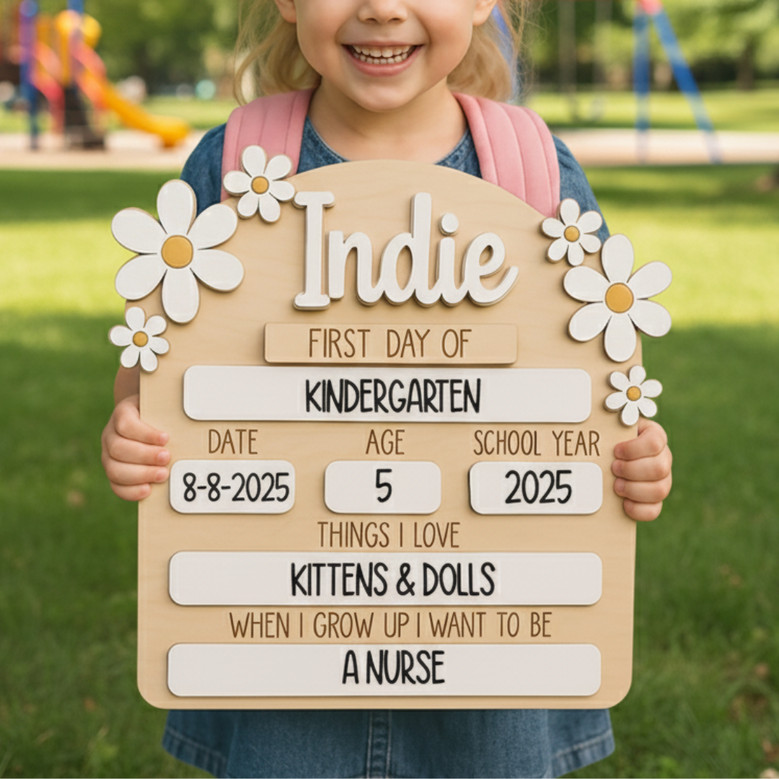 Daisy Dreams - Personalized First/Last of School Sign Milestone Board