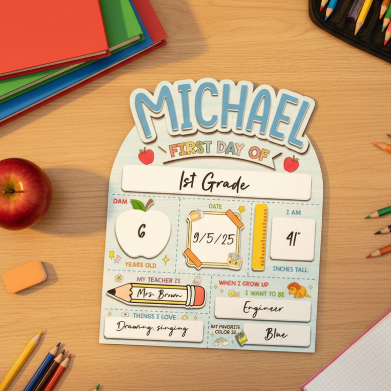 Capture Every Memory - Custom First/Last of School Sign for Kids