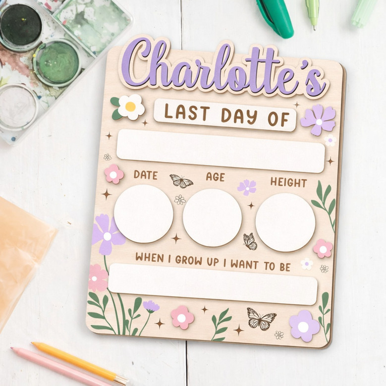Floral Memories - Girls First/Last of School Sign Photo Prop Floral Memories - Girls First/Last of School Sign Photo Prop