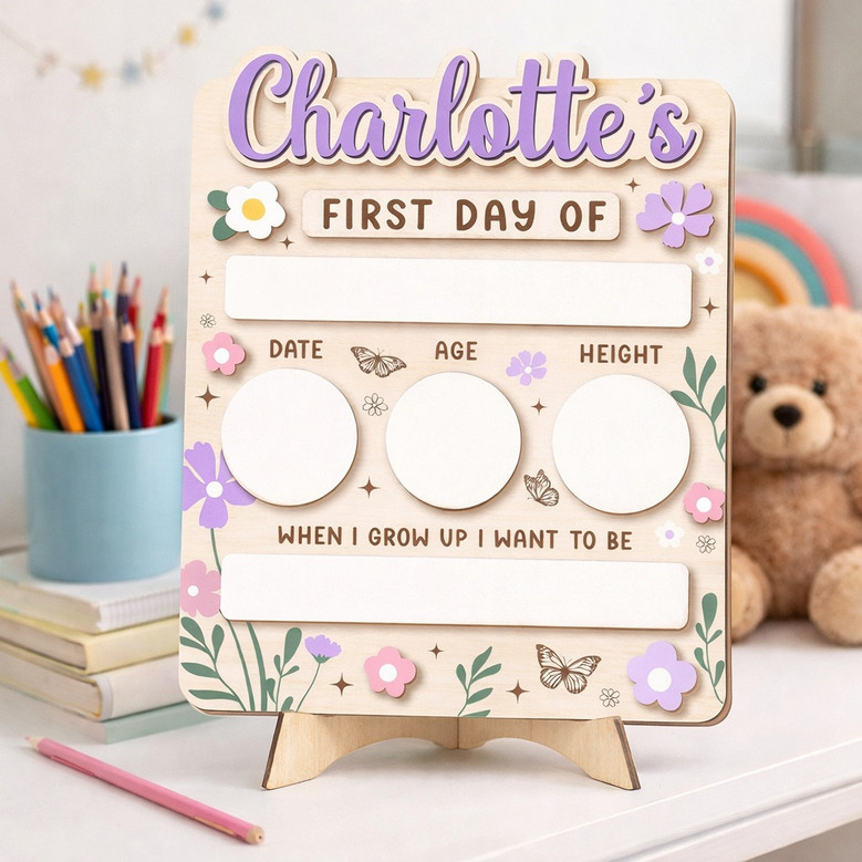 Floral Memories - Girls First/Last of School Sign Photo Prop Floral Memories - Girls First/Last of School Sign Photo Prop