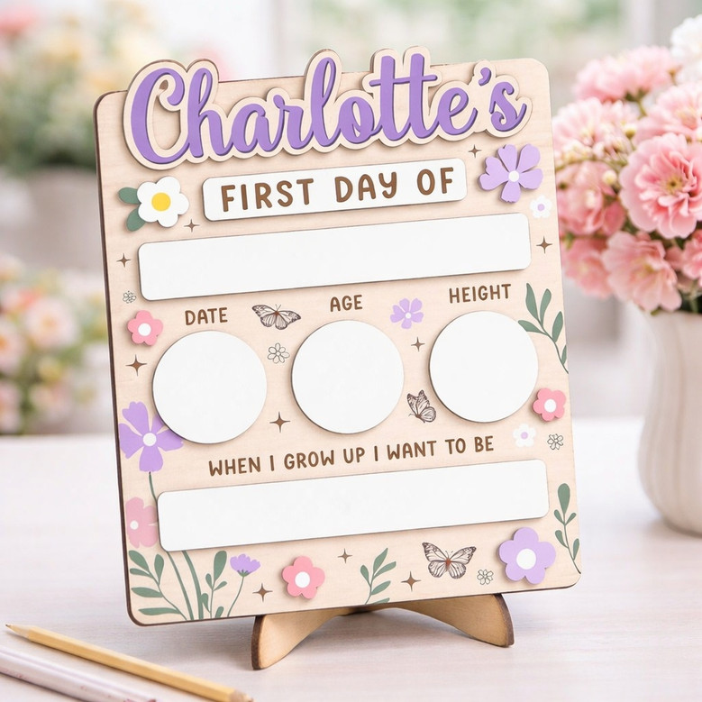 Floral Memories - Girls First/Last of School Sign Photo Prop Floral Memories - Girls First/Last of School Sign Photo Prop