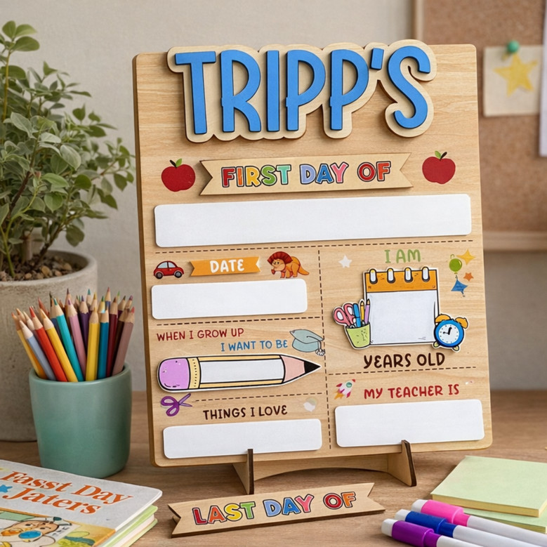 Personalized First/Last of School Sign - Forever Memories