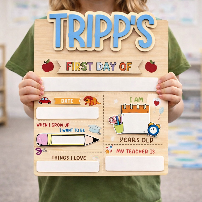 Personalized First/Last of School Sign - Forever Memories