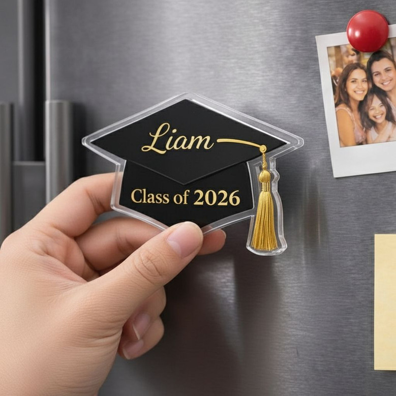 2026 Grad Milestone Personalized Acrylic Photo Magnet Cap