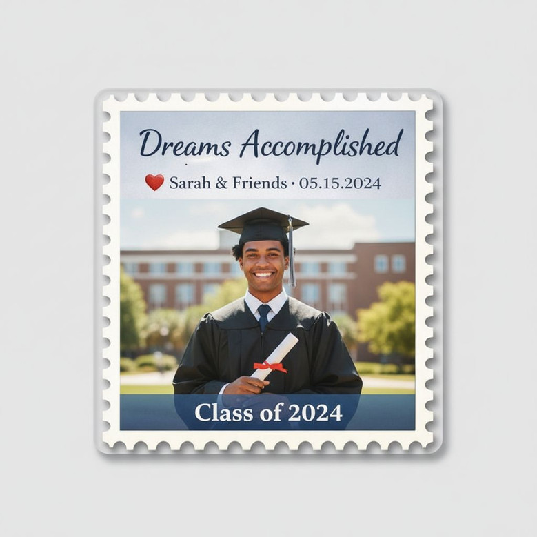 2026 Grad Stamp Acrylic Photo Magnet Custom Date Name