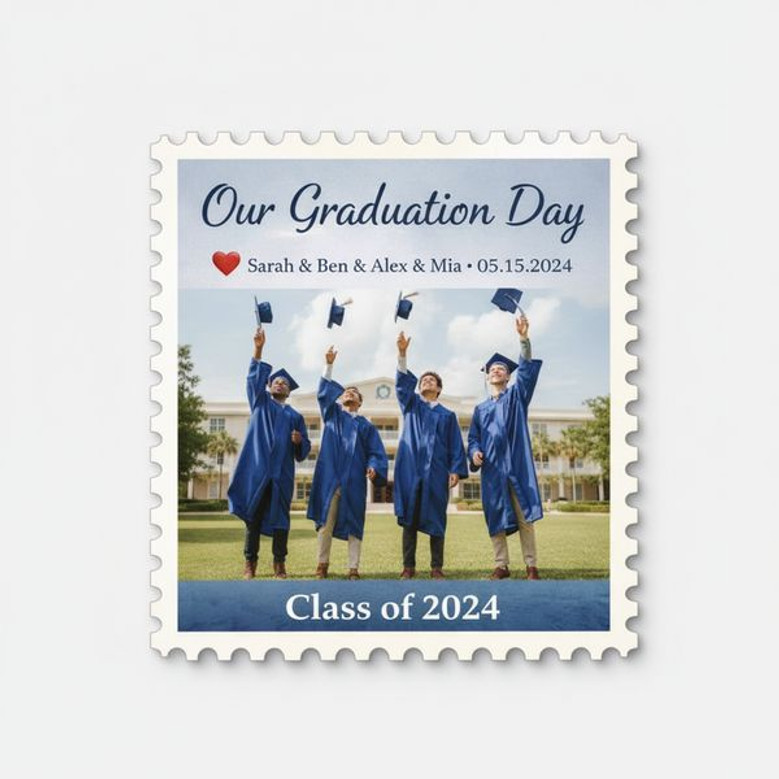 2026 Grad Stamp Acrylic Photo Magnet Custom Date Name