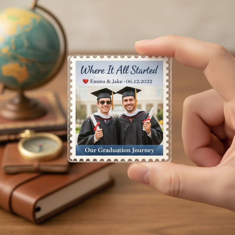 2026 Grad Stamp Acrylic Photo Magnet Custom Date Name