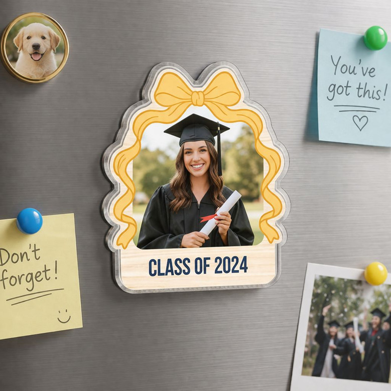 Celebrate Your Success with a Bow Graduation Acrylic Photo Magnet