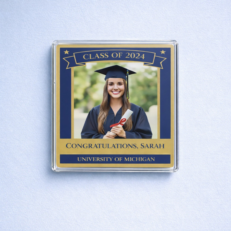 Cherish Your Blue Gold Journey Acrylic Photo Magnet 2026 Grad