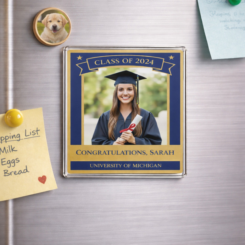 Cherish Your Blue Gold Journey Acrylic Photo Magnet 2026 Grad