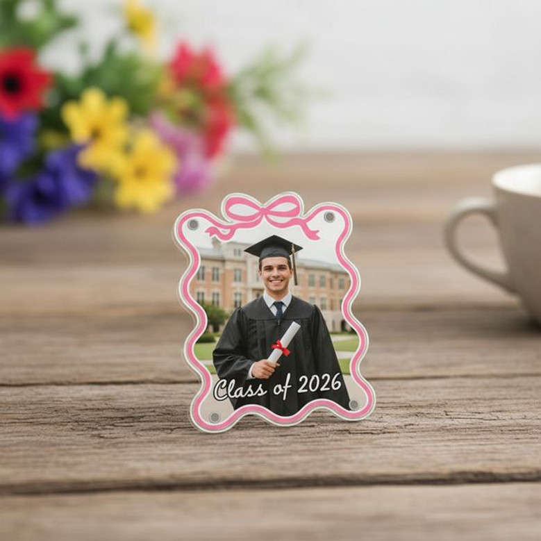 Chic Graduation Keepsake Custom Bow Acrylic Photo Magnet