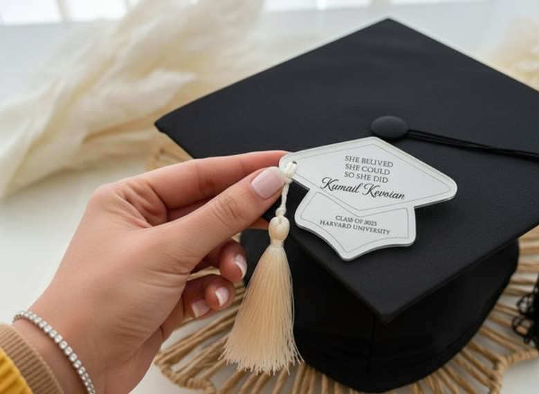 Mirror Cap Graduation Favor Custom Acrylic Photo Magnet Keepsake