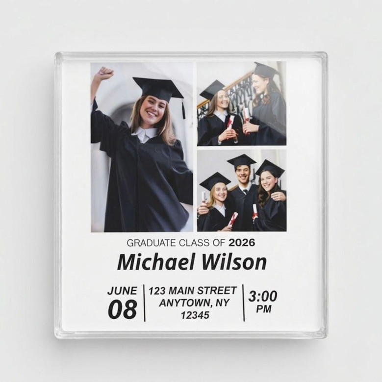 Share the Big News 2026 Acrylic Photo Magnet Grad Invite