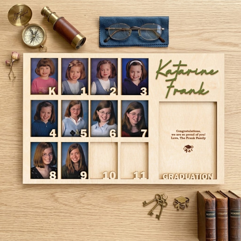 Cherish Every Grade - School Year Milestone Photo Frame Keepsake