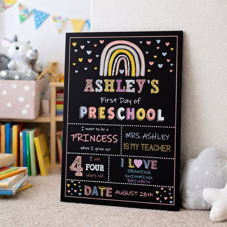Boho Rainbow School Board Sign - Milestone Memories