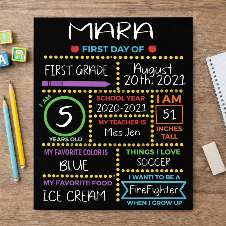 Cherish Every Grade - Reusable Reversible School Board Sign Prop