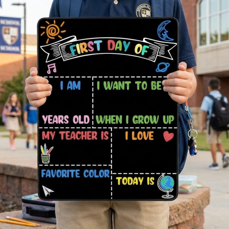 Cherish Every Grade - Reusable School Board Sign for Memories Cherish Every Grade - Reusable School Board Sign for Memories
