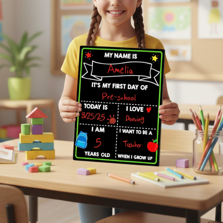 Cherish the Big Day - Reusable School Board Sign for Preschoolers
