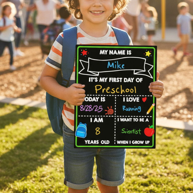 Cherish the Big Day - Reusable School Board Sign for Preschoolers
