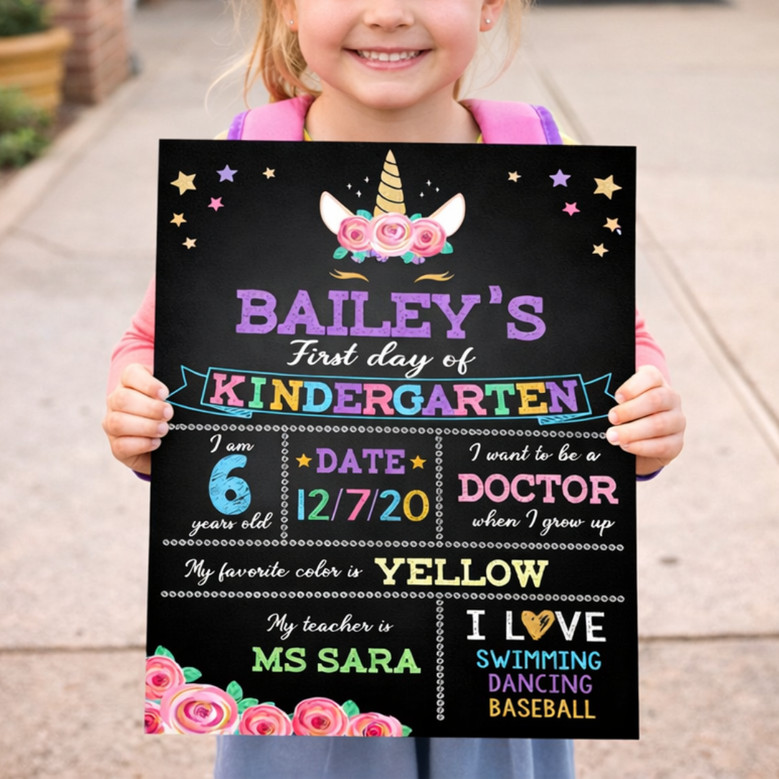 Magical Memories - Unicorn First & Last Day School Board Sign
