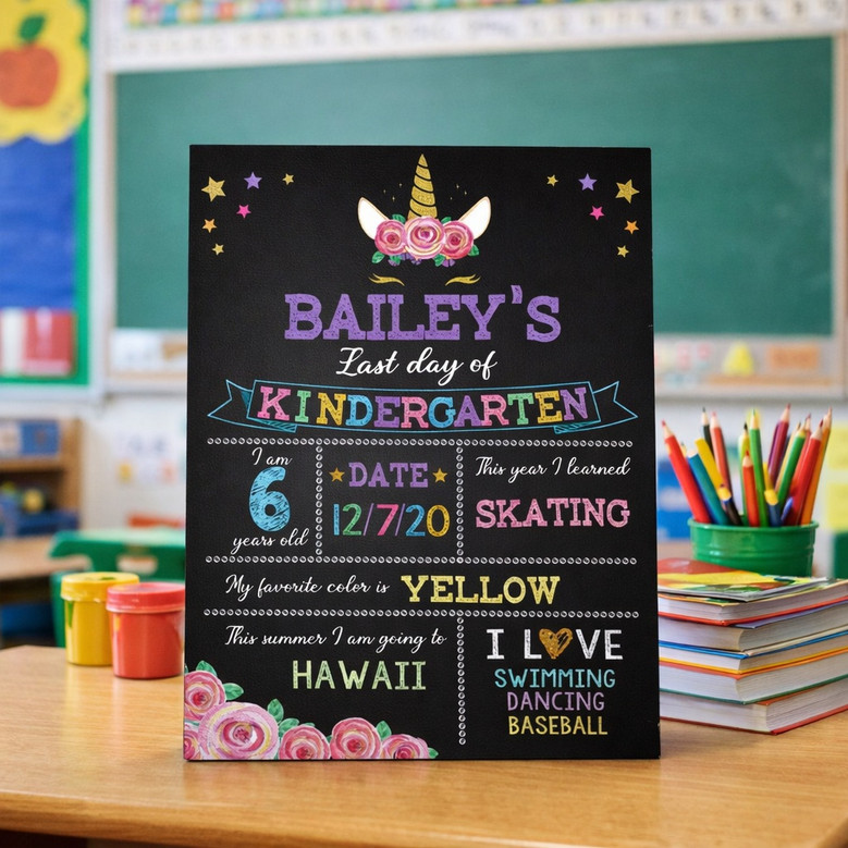 Magical Memories - Unicorn First & Last Day School Board Sign