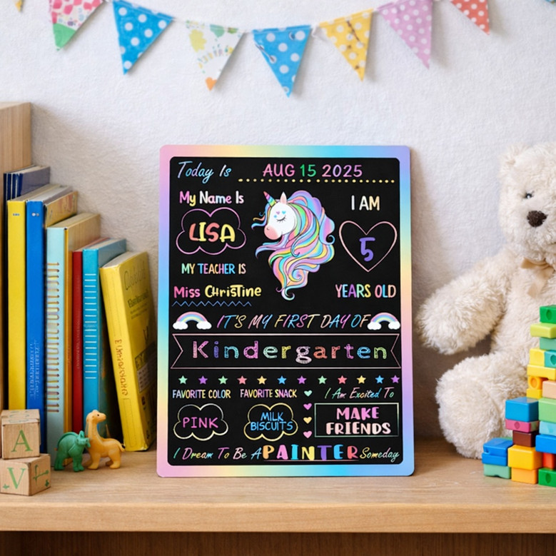 Magical Unicorn School Board Sign - Cherish Every Reusable Memory