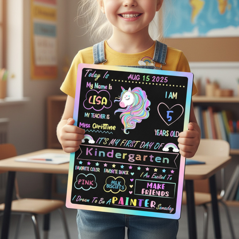 Magical Unicorn School Board Sign - Cherish Every Reusable Memory