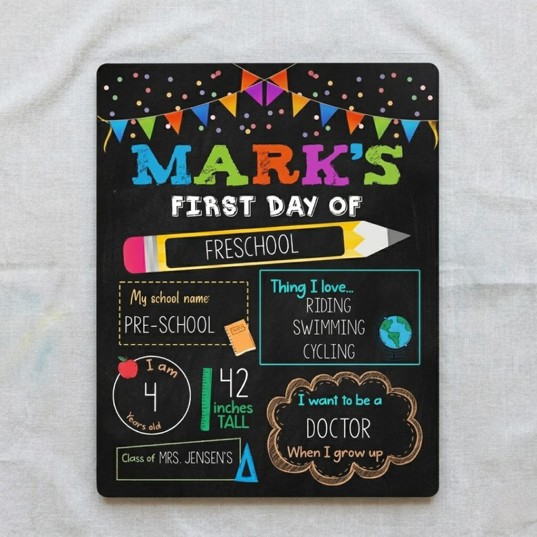 Preserve Growing Memories - Custom Name School Board Sign Photo Prop