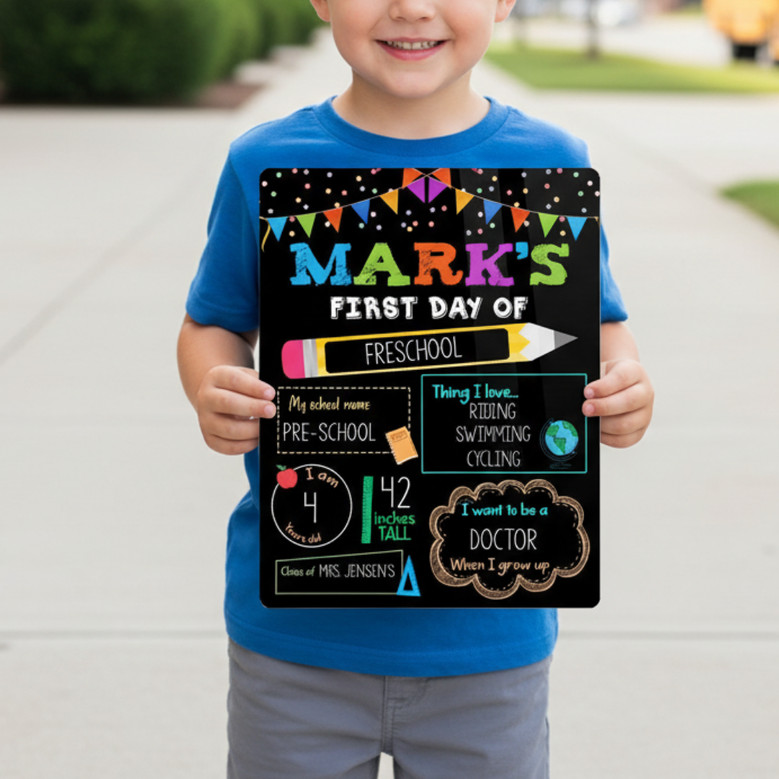 Preserve Growing Memories - Custom Name School Board Sign Photo Prop