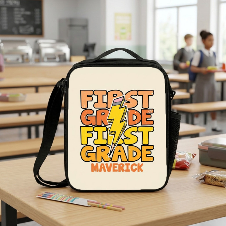 Rock N Roll 1st Grade Back To School Custom Lunch Bag For Kids Rock N Roll 1st Grade Back To School Custom Lunch Bag For Kids