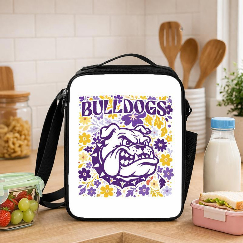 Custom Floral Mascot Lunch Bag - Middle School Spirit Style Lunch Box Bag