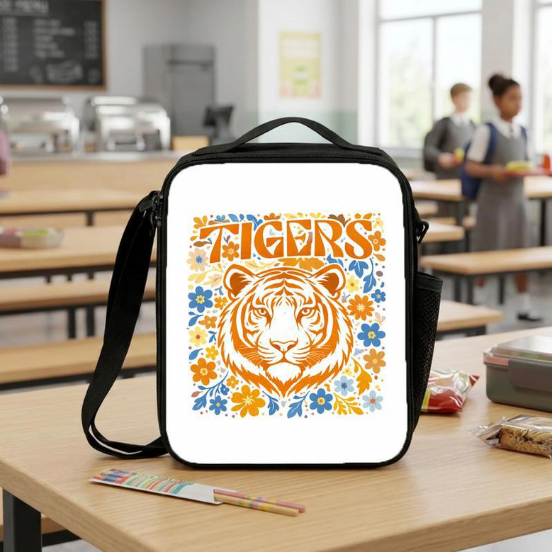 Custom Floral Mascot Lunch Bag - Middle School Spirit Style Lunch Box Bag