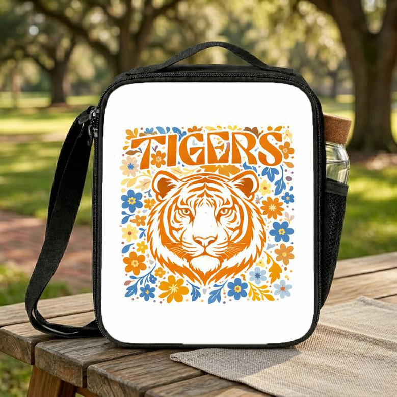 Custom Floral Mascot Lunch Bag - Middle School Spirit Style Lunch Box Bag
