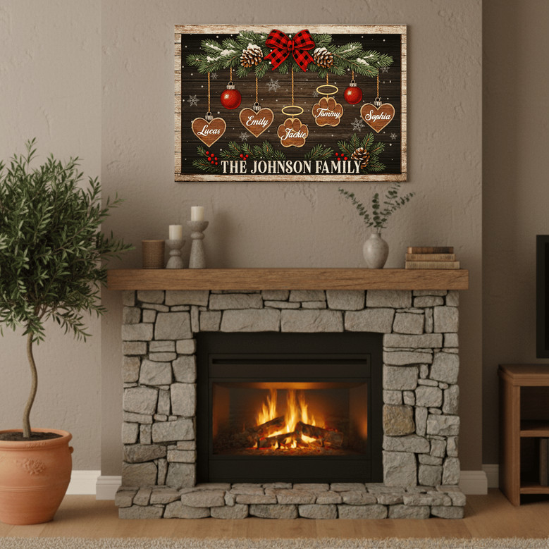 Christmas Family Tree Canvas - Custom Family Name Holiday Décor
