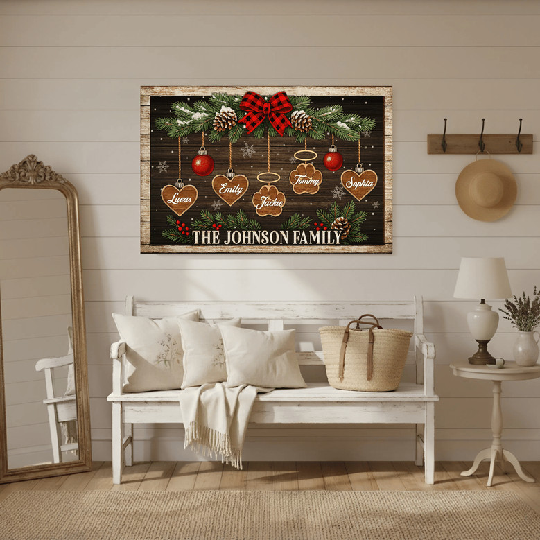 Christmas Family Tree Canvas - Custom Family Name Holiday Décor
