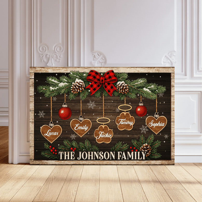 Christmas Family Tree Canvas - Custom Family Name Holiday Décor