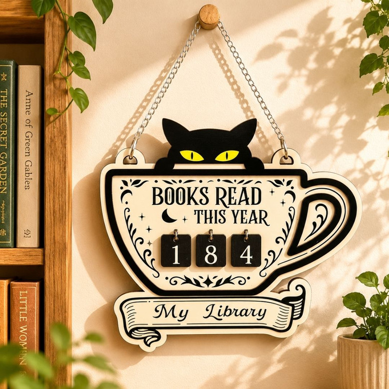Cat Book Read Tracker - Cozy Library Gift for Women