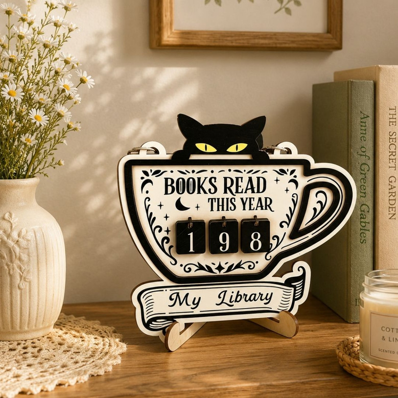 Cat Book Read Tracker - Cozy Library Gift for Women