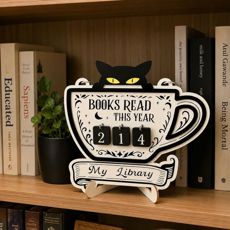 Cat Book Read Tracker - Cozy Library Gift for Women