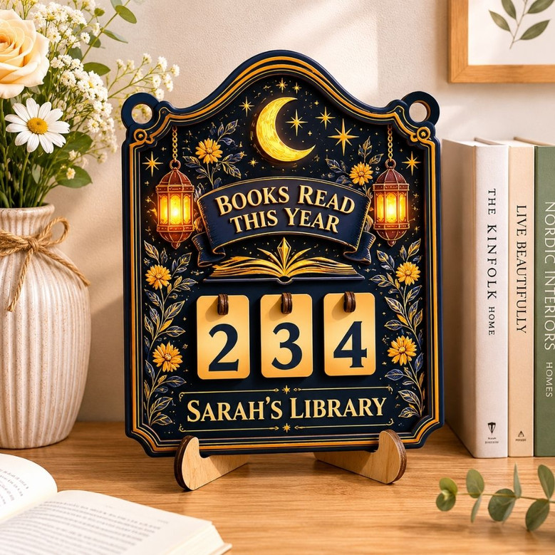 Custom Books Read Tracker - Wooden Library Shelf Accent