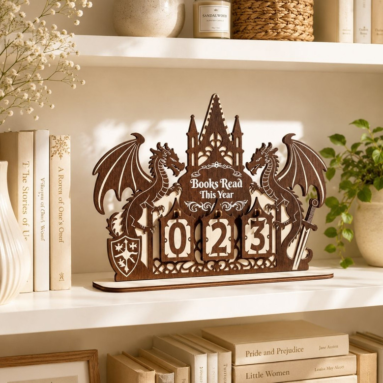 Dragon Book Read Tracker - Fantasy Reader Library Decor
