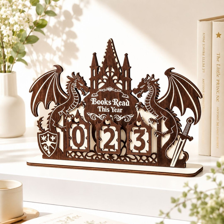 Dragon Book Read Tracker - Fantasy Reader Library Decor