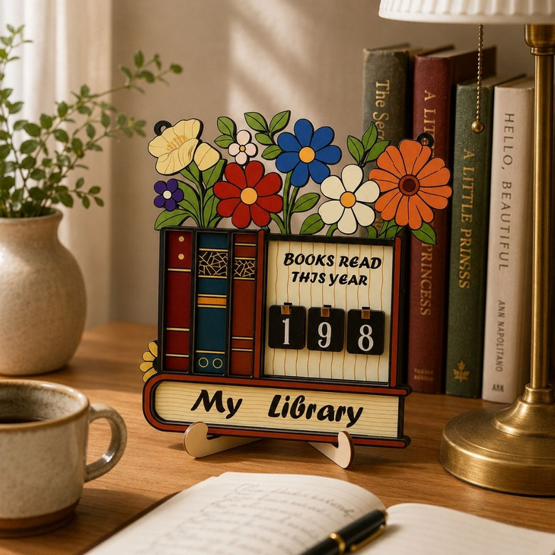 Floral Book Read Tracker - Cute Bookshelf Decor for Readers