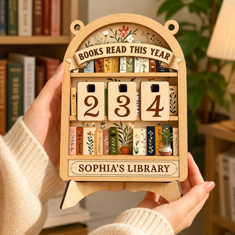 Personalized Floral Book Read Tracker - Flower Reader Shelf Decor