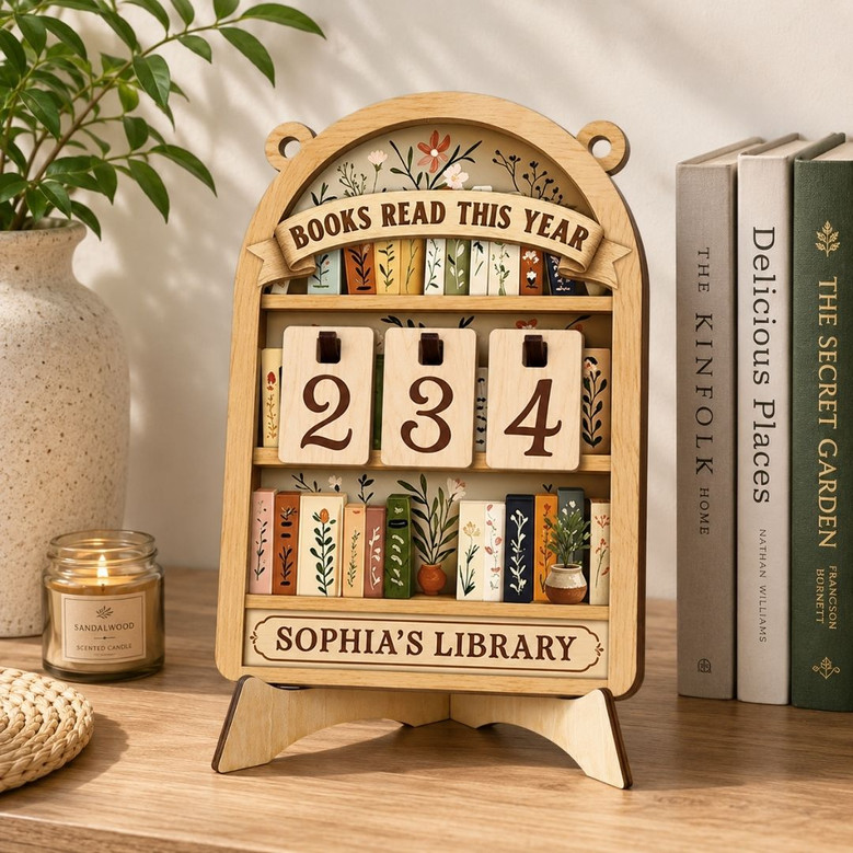 Personalized Floral Book Read Tracker - Flower Reader Shelf Decor