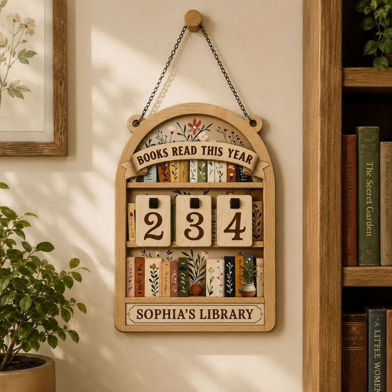 Personalized Floral Book Read Tracker - Flower Reader Shelf Decor