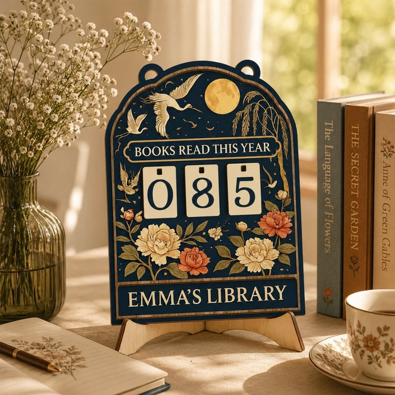 Personalized Wooden Book Read Tracker - Custom Library Gift